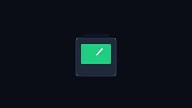 Minimalist digital clock animation with moving hand on green screen display for ui and ux projects 4k