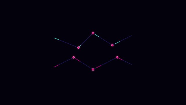 Minimalist digital data line graph animation with glowing nodes and connected points 4k chart