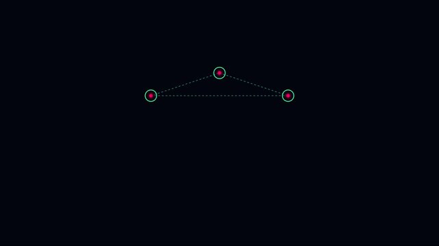 Minimalist digital network connection animation with pulsing nodes and geometric lines on dark 4k background