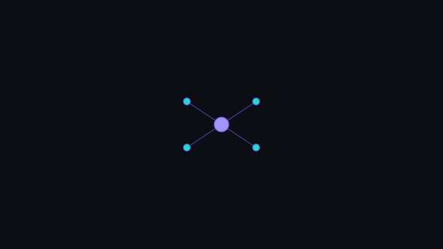 Minimalist digital network connection node animation with pulsing data points on dark 4k background technology