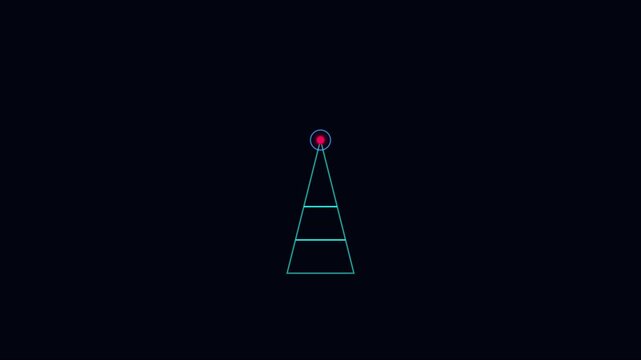 Minimalist digital pyramid infographic animation with pulsing red node 4k hierarchy data business