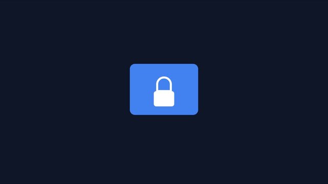 Minimalist digital security padlock animation on dark 4k background, for cybersecurity and, data protection concepts
