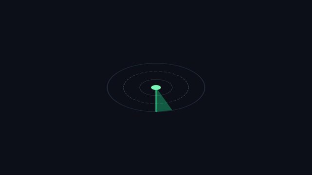 Minimalist digital radar scan animation, futuristic hud interface for tech and data visualization 4k
