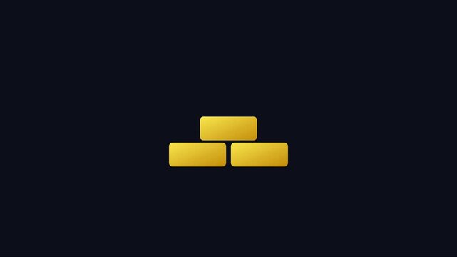 Minimalist gold brick animation on dark 4k background, for financial and, wealth concepts, finance