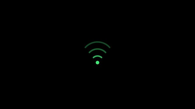 Minimalist green wi fi signal animation loop for digital connectivity and network technology concepts 4k