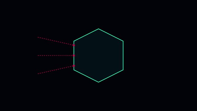 Minimalist hexagon shape with pulsing data lines abstract motion animation 4k geometric
