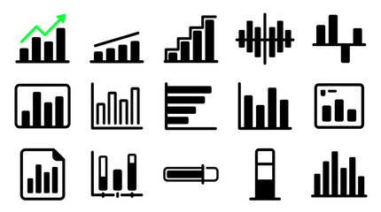Fototapeta premium Business bar chart icons. Data visualization set. Financial growth and decline graphs. Modern simple design. Vector illustration collection.