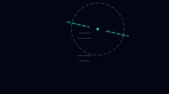 Minimalist hud interface with rotating circular scan and pulsing data point for futuristic tech and digital ui animation 4k