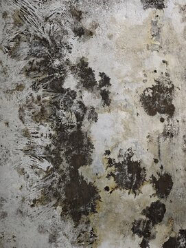 abstract textured surface with paint splatters on canvas in indoor art setting.