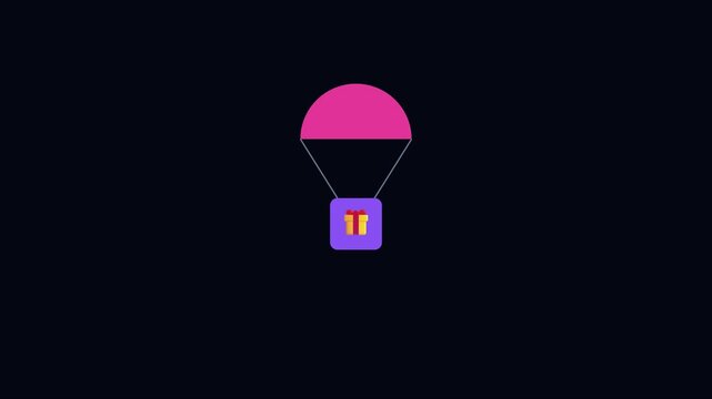 Gift box parachute animation: minimalist flat for e-commerce and delivery concepts 4k