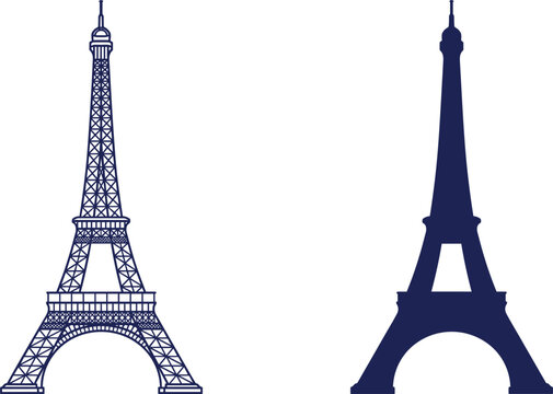 Famous French landmark tower design variations for travel destination branding and European vacation graphic elements vector illustration