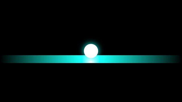Glowing animation 4k white sphere rolling on cyan neon line abstract motion background