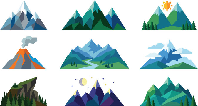 Low poly mountains vector illustration geometric landscape with triangular facets modern digital art