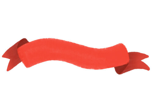 Decorative blank red banner ribbon banner for Christmas text isolated on white background