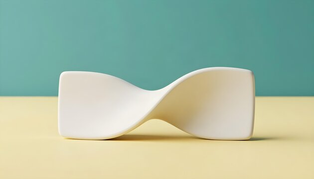 Minimalist 3D render of a smooth off-white twisted abstract sculpture