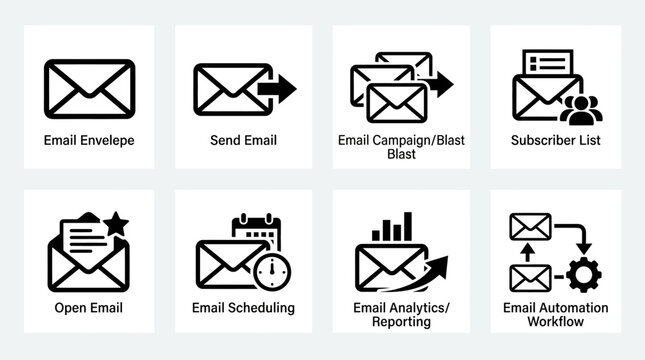 Professional Email Marketing and Digital Communication Icon Set for Business Workflow