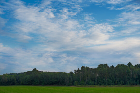 Clouds Over Treeline and Field