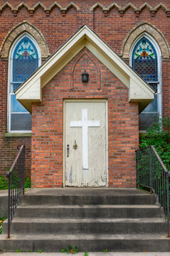 Side Entrance of 152 Year Old Catholic Church Straight On