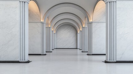 Fototapeta premium Marble Entrance With Monumental Arches Premium Architectural Luxury Reception Scene, grand marble lobby interior, luxury atrium architecture, premium hospitality design