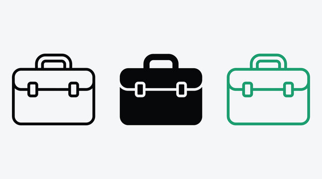 Briefcase icon set in outline solid and colored line style with briefcase