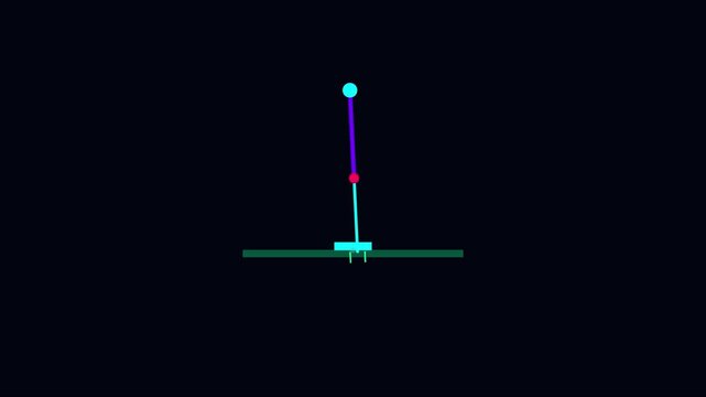 Minimalist pendulum physics simulation: oscillating motion and kinetic energy analysis animation 4k