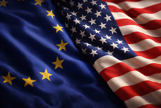 drapeaux entrem&ecirc;l&eacute;s UE USA