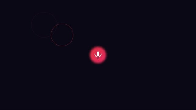 Minimalist voice command interface animation with pulsing microphone and loading circle 4k