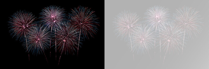 Fototapeta premium Festive multicolored fireworks bursting with brilliant glowing sparks and vibrant celebration atmosphere