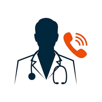 Doctor with stethoscope icon for medical phone consultation