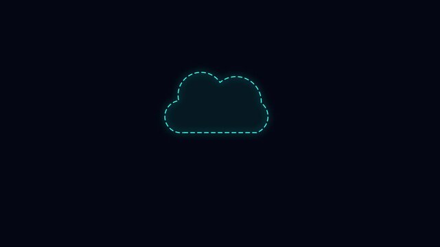 Neon cloud computing data transfer animation: digital network sync concept 4k neon sync technology