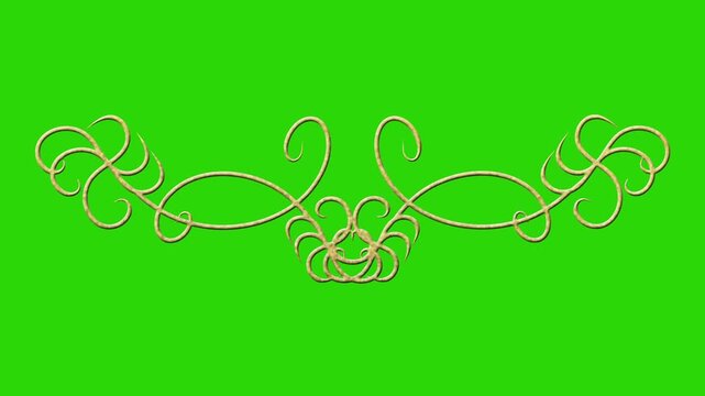 elegant regal wedding flourish decorative art design embellishment frame element with a vintage artistic floral style 4K scroll animation with green screen chroma key background 