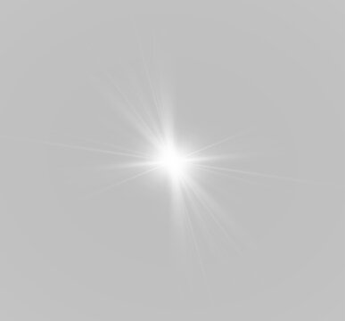 Magical light burst with glittering rays and glowing particles. Radiant illumination creates a dreamy effect. PNG overlay for elegant holiday projects.