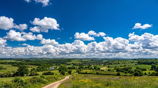 Scenic rolling hills with a winding road