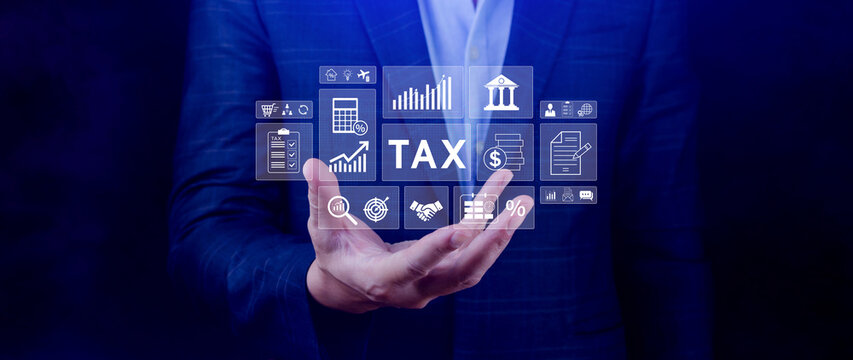 Online tax payment and financial planning concept. analyzing financial data and tax calculation to complete Individual income tax return, Government, state taxes, report. not ai