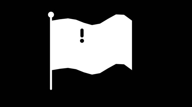 Red warning flag icon with exclamation mark on white background