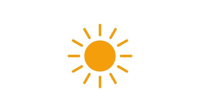 Minimalist orange sun icon with rays on a white background