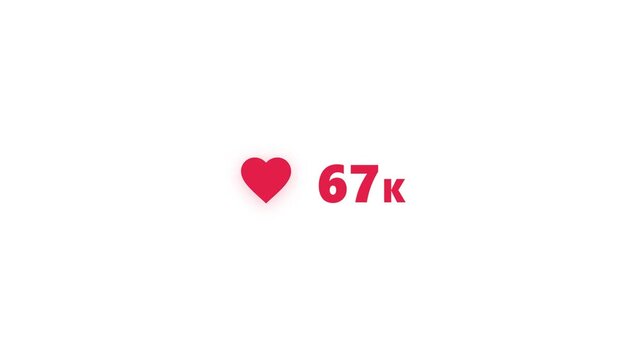 Social media like counter increasing to 80k with a red heart icon on a white background.