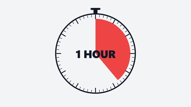 Minimalist one hour timer icon animation.
