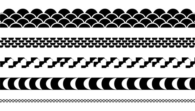 Seamless wave pattern border with repeating scallop shapes on a white background