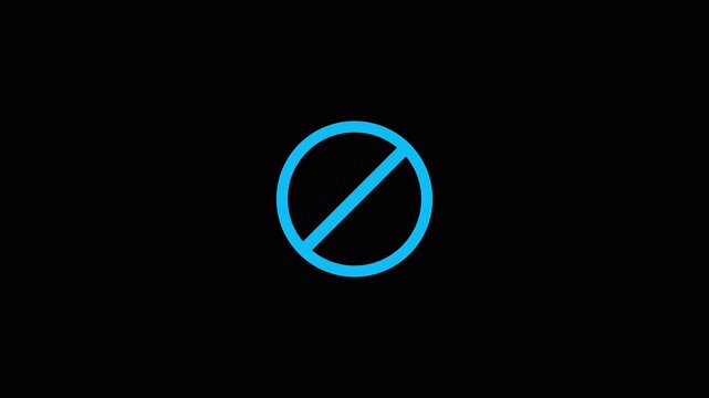 Red Warning Prohibited Symbol Icon with Stop Ban Circle Loop Animation.