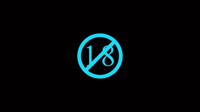 18 Plus Adults Only Warning Icon Animation with Age Restriction Symbol.