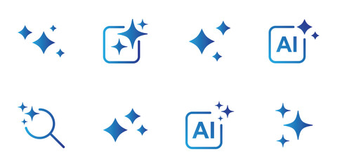 Generative AI logo icon magic sparkle stars symbol .AI generate. AI Sparkle Generate Symbol Icon Set for Artificial Intelligence Applications, Machine Learning Interface and Web UI Design.  © Hike Studio 5