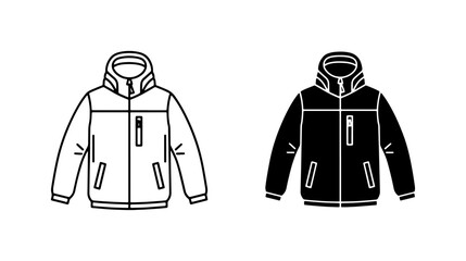 Winter Jacket Icons, Outdoor Clothing Vector Set, Cold Weather Apparel Graphics, Ski Gear Illustrations © Jesmin