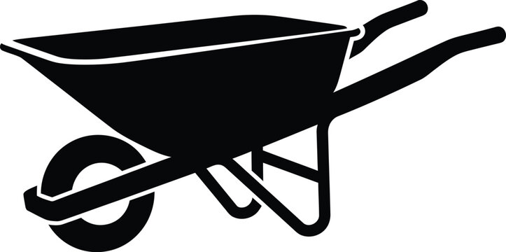 Silhouette vector wheelbarrow for gardening and construction work equipment icon design
