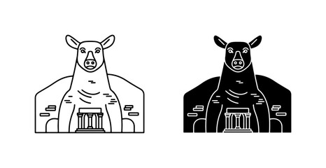 Obraz premium Llama Icon, Alpaca Vector Art, South American Camelid Silhouette, Cute Animal Graphics