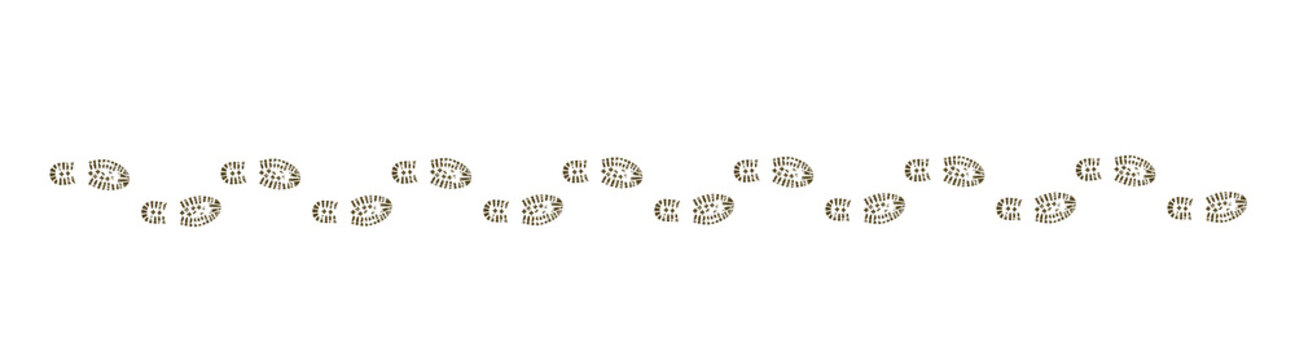 footprints shoe sole tracking path on transparent background, Shoes trail track vector illustrations