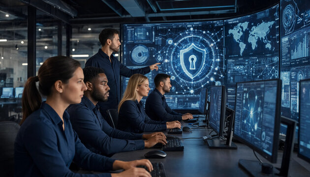 Cybersecurity Team Monitoring Zero Trust Digital Identity Protection