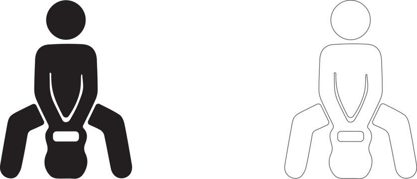 Deep squat with kettlebell vector icon filled and outline, leg strength training and kettlebell exercise symbol.