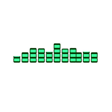 Sound equalizer dividers icon in neon green and black for music festivals, isolated vector, clean edges, no shadows, transparent background