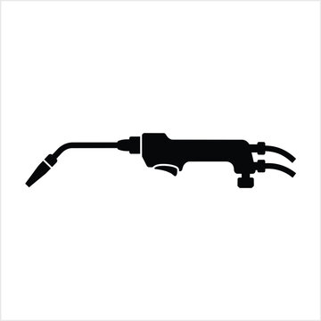 Industrial Gas Welding Torch Silhouette Vector Icon